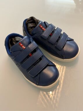 Prada Kids Blue Triple Velcro Sneakers